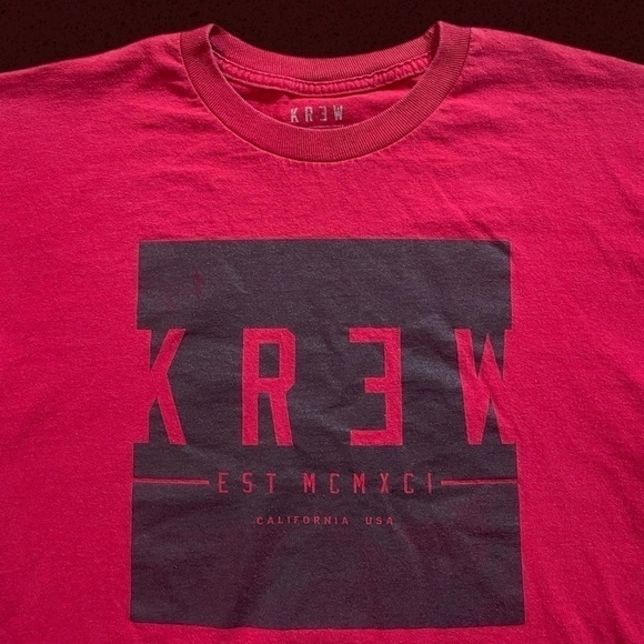 Mens Red KREW skate streetwear t shirt - Picture 2 of 5